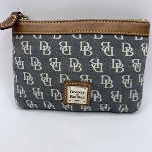 Dooney & Bourke Signature Jacquard Canvas & Leather Purse Wallet Pouch 4x6"